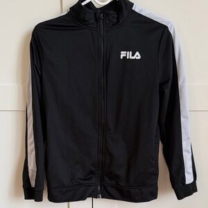 Fila Kids Black Jacket with White Stripes